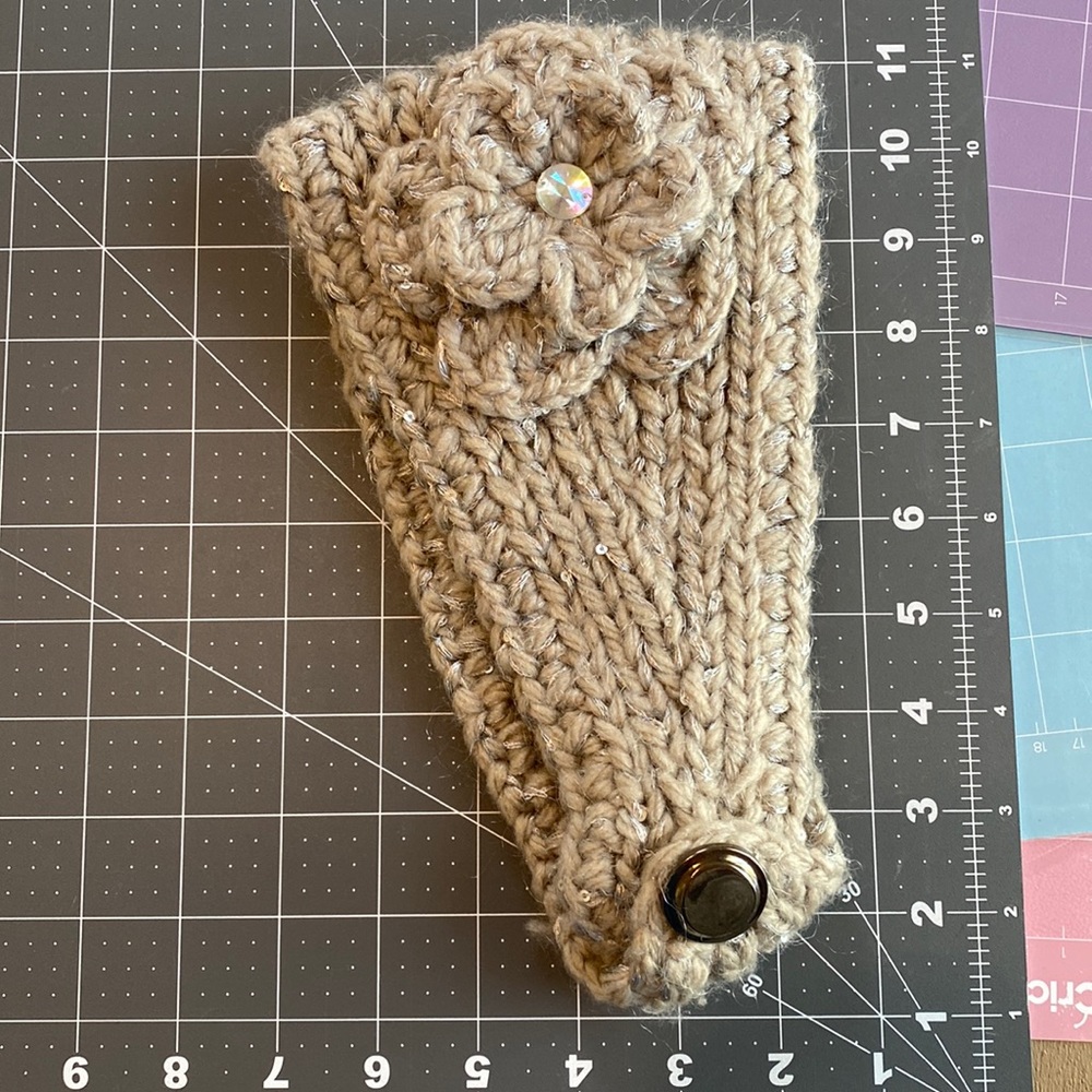 Cute knit Iridescent sequin trim Winter Headband